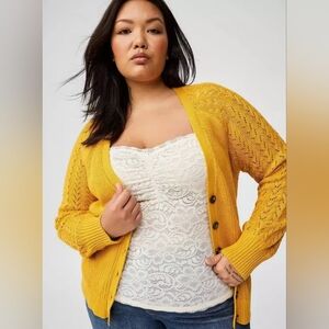 NWT Torrid Pointelle Sleeve V-Neck Cardigan-  Size 3x